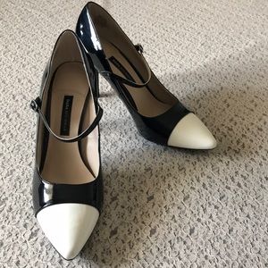 Black and White Patent Leather Heels